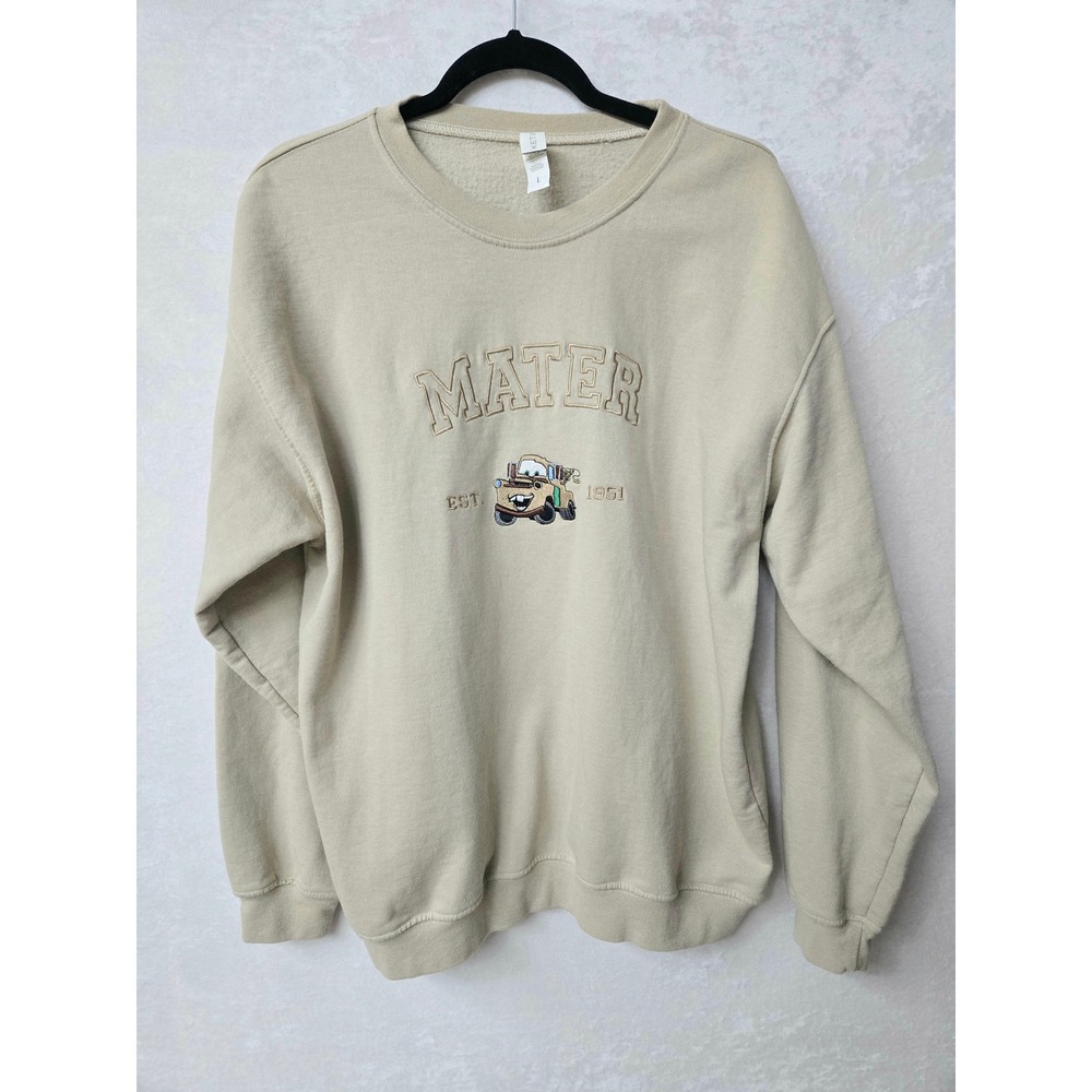 Ketuna  Sweatshirt Mater Tan Sand Mens Large Embroidered Crewneck Retro Gorpcore
